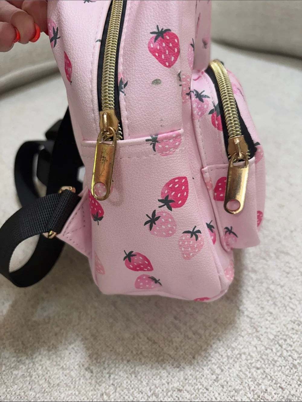 Claire's Pink Strawberry Mini Backpack